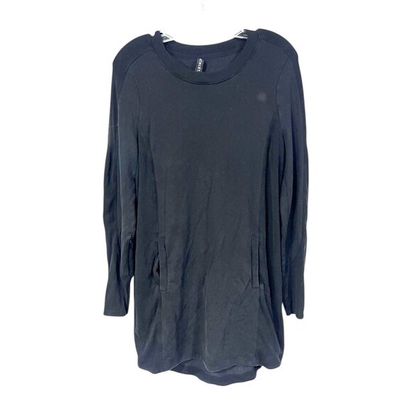 Athleta Dresses & Skirts - Athleta Balance Sweatshirt Dress Womens Medium Black Crew Neck Long Sleeve